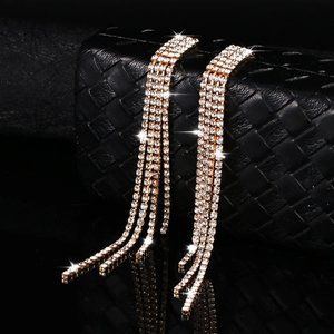 NWT Luxury Long Tassle Diamond Bling Earrings⭐️⭐️⭐️⭐️⭐️